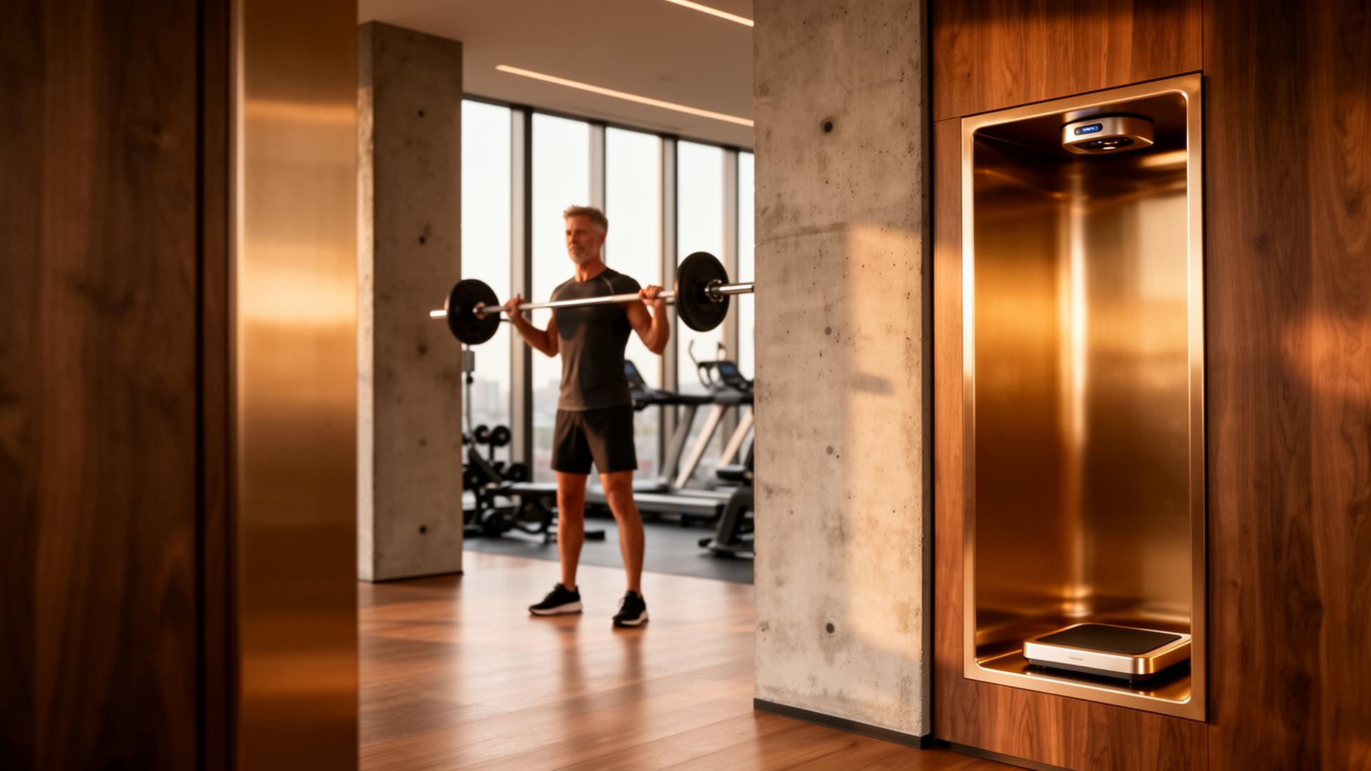 Premium gym floor with body-composition alcove
